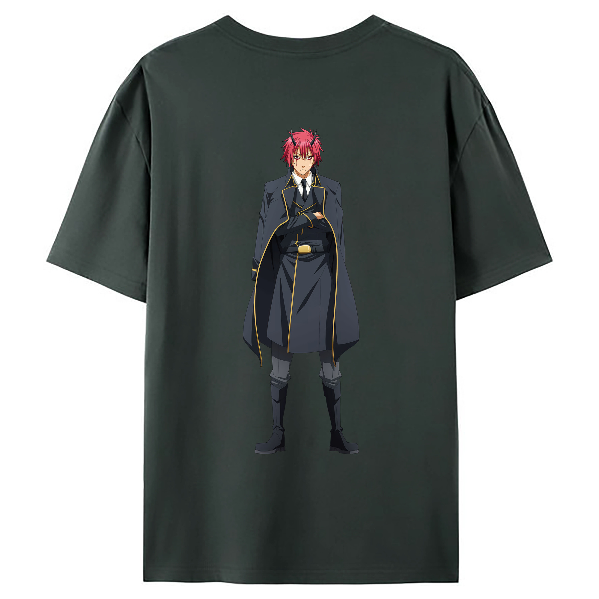 （画像用） 転スラ Regarding Reincarnated to Slime 綿100％ メンズ半袖Tシャツ（バックプリント） 通気性